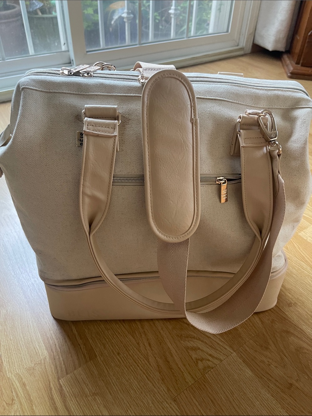 BEIS Canvas Weekend Tote Bag in Beige